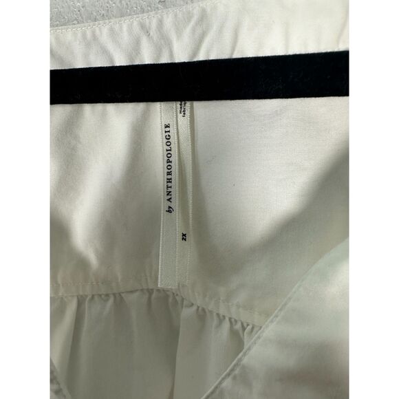 By Anthropologie Flowy 3/4 Sleeve White Boxy Crop Blouse Size 2X - Picture 4 of 5